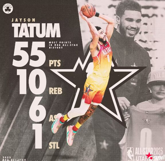 迈博体育 塔图姆55分创纪录当选全明星MVP!